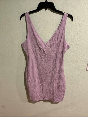 Sleeveless V-Neck Lavender Textured Mini Dress